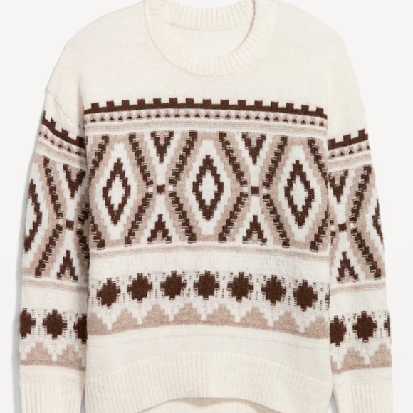 NWT OLD NAVY Cozy Pullover Sweater Color: Neutral Fair Isle SIZE MEDUIM - Picture 1 of 6